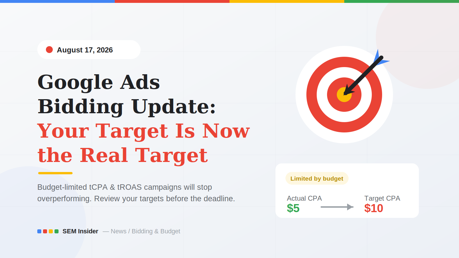 Google Ads Is Changing How Target CPA and ROAS Work on August 17 — Check Your Campaigns Now