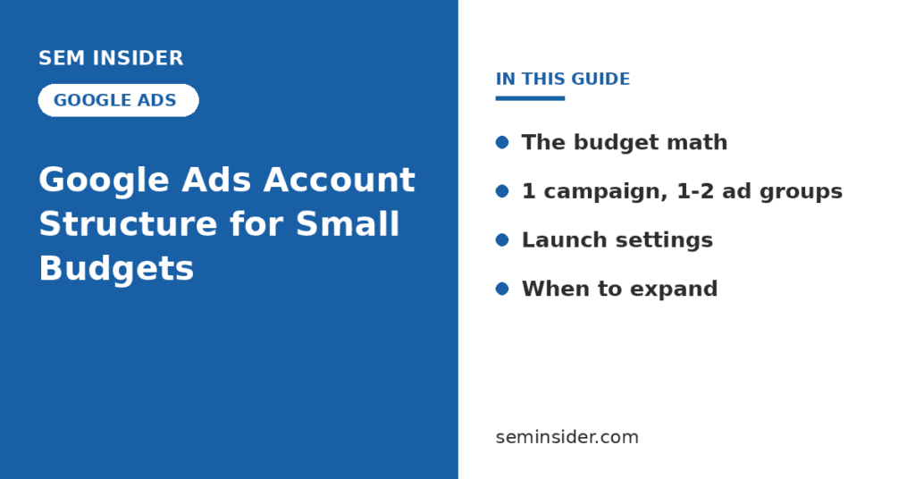 Google Ads account structure for small budgets framework - SEM Insider